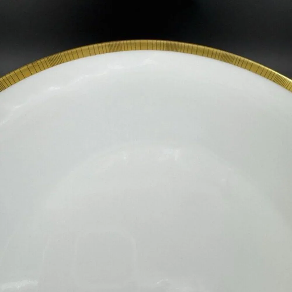 Rosenthal Germany 3680 White Gold Band Black Lines Dish Plate 9.75Inch Set 3 VTG